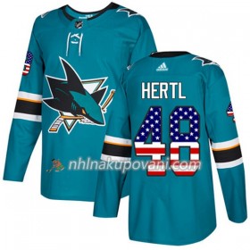 San Jose Sharks Dresy Tomas Hertl 48 2017-2018 USA Flag Fashion Teal Adidas Authentic - Pánské